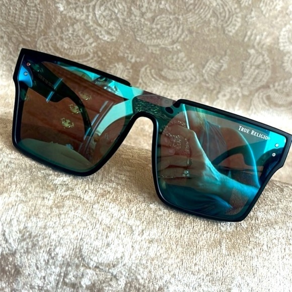 Brand New True Religion Mirrored Shield Aviator Mens Sunglasses Matte Black - Picture 9 of 16